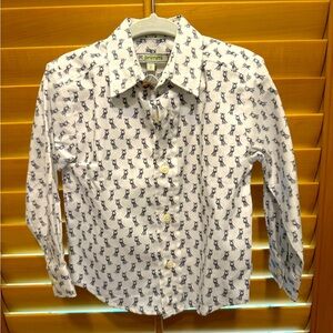Primmi Toddler White Button-Up Shirt with Giraffe Print NWT